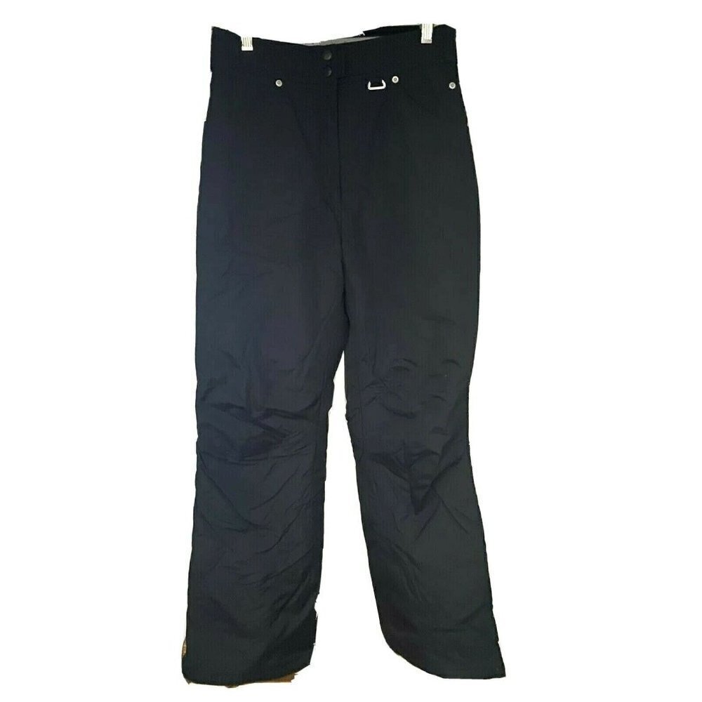 Vintage Womens Slalom Black Ski Snow Pants Medium Insulated Waterproof Pockets
